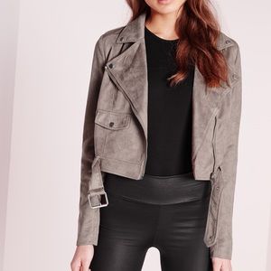 Faux suede moto jacket
